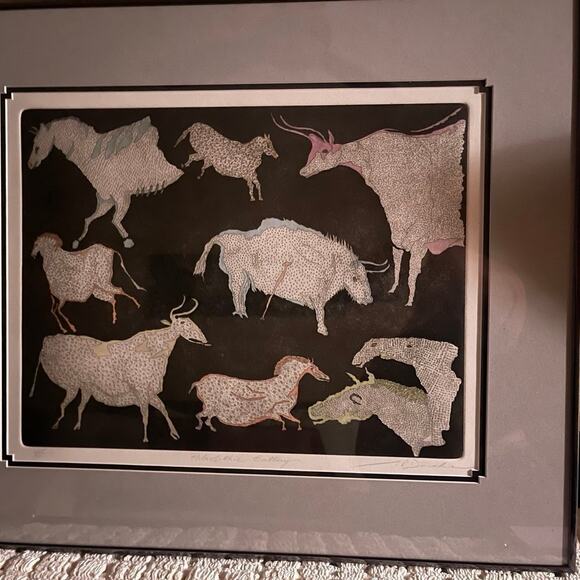 Paleolithic art art piece framed with COA - Picture 4 of 11